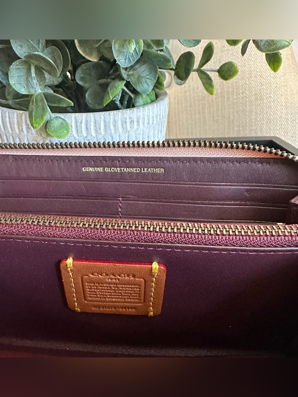 Coach Meadowlark Song bird Large Accordion Beading Stitching Leather Wallet - Picture 5 of 7